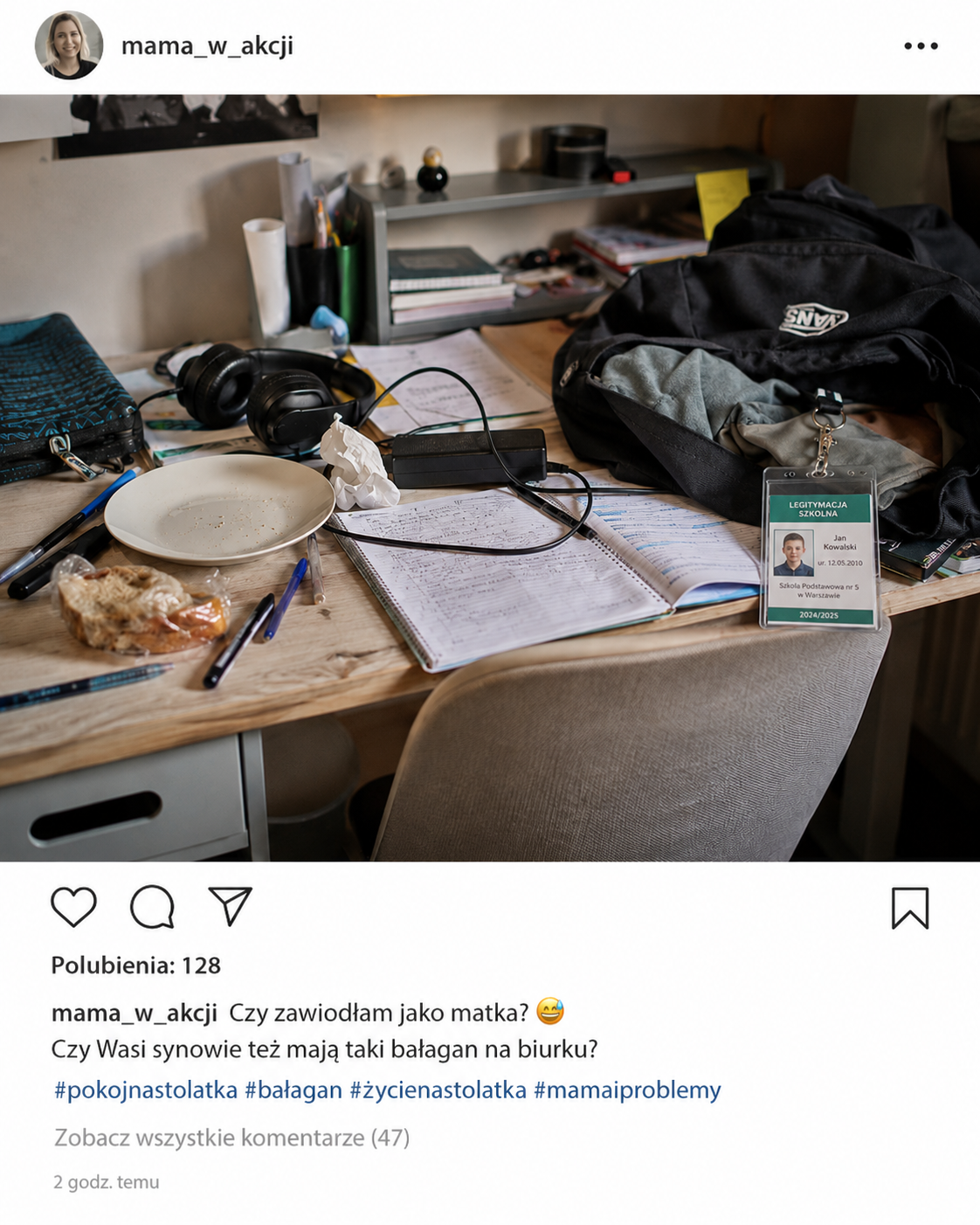 Zdjęcie bałaganu na biurku dziecka